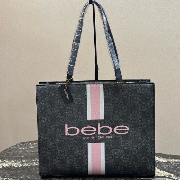 4 pc Bebe Black Tote with Pink Accents - Picture 2 of 8